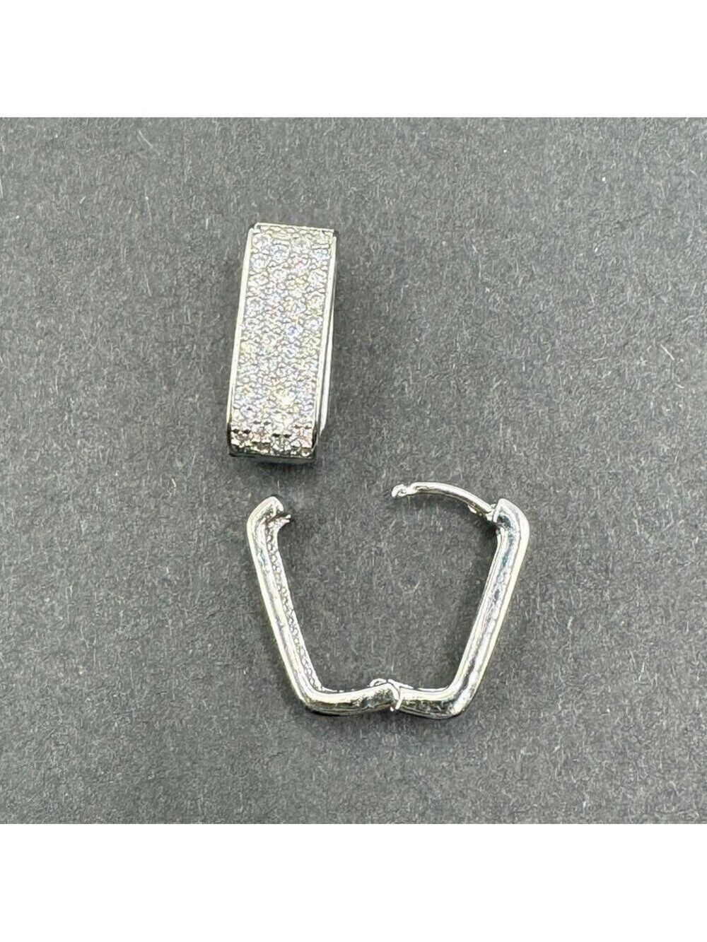 Rectangular Zircon Hoops Gold Tone with Lots of Bling #1418 - Picture 9 of 13